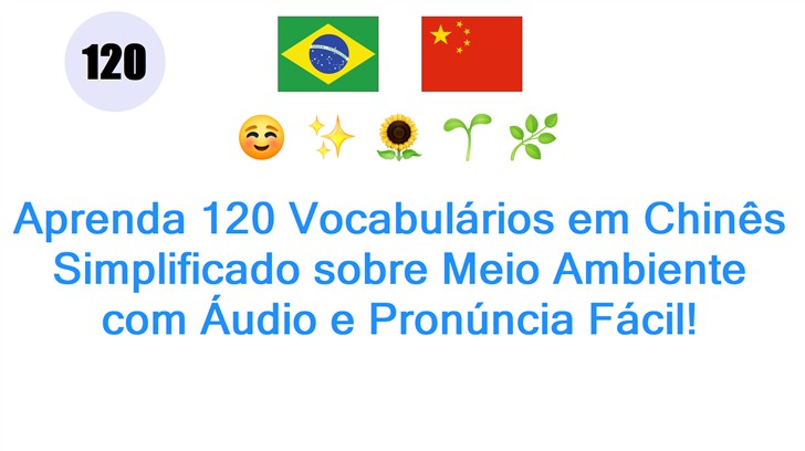 Aprenda 120 Vocabulários em Chinês Simplificado sobre Meio Ambiente com Áudio e Pronúncia Fácil!